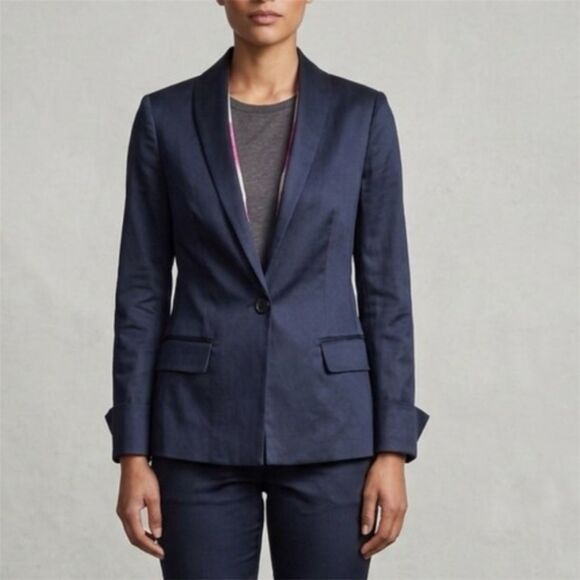 Diane Von Furstenberg Jackets & Blazers - Diane Von Furstenberg Jacket womens Sz 2 Blue Bianca Linen Blazer preppy career